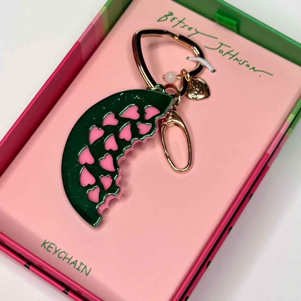 NWT Betsey Johnson Crystal Watermelon Key Fob Bag Charm